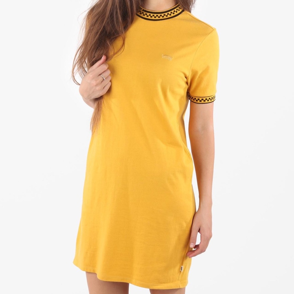 VANS T-shirt Dress Women’s XS Yellow Casual High Roller V Mango Mojito